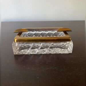 Vintage Rectangle Crystal Ashtray With Rim